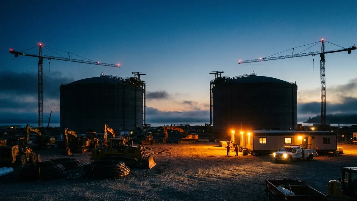 Editorial image: LNG terminal dusk construction - Foreign Capital Shows Early Signs of Return to Canadian Energy After Decade-Long Retreat