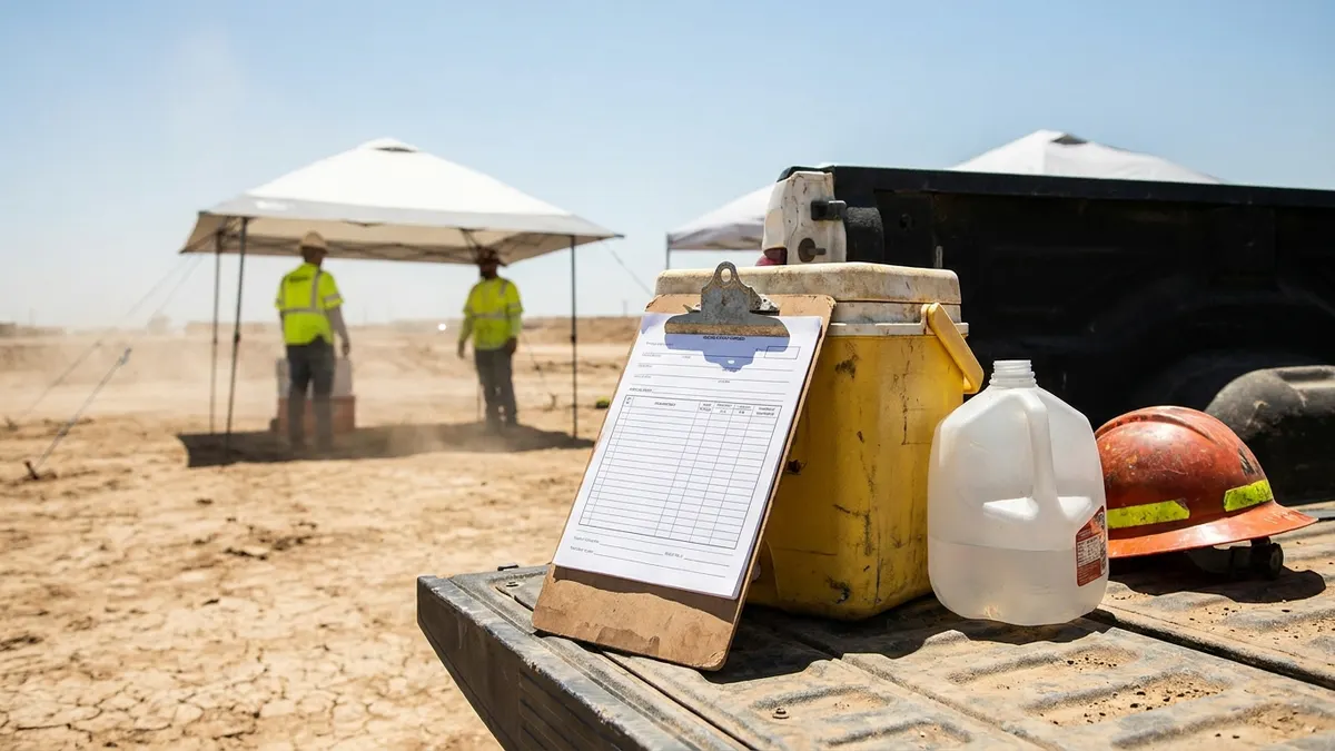 Editorial image: Heat compliance on scorched jobsite - OSHA's Proposed Heat Rule Puts Year-Round Compliance Pressure on Field Employers