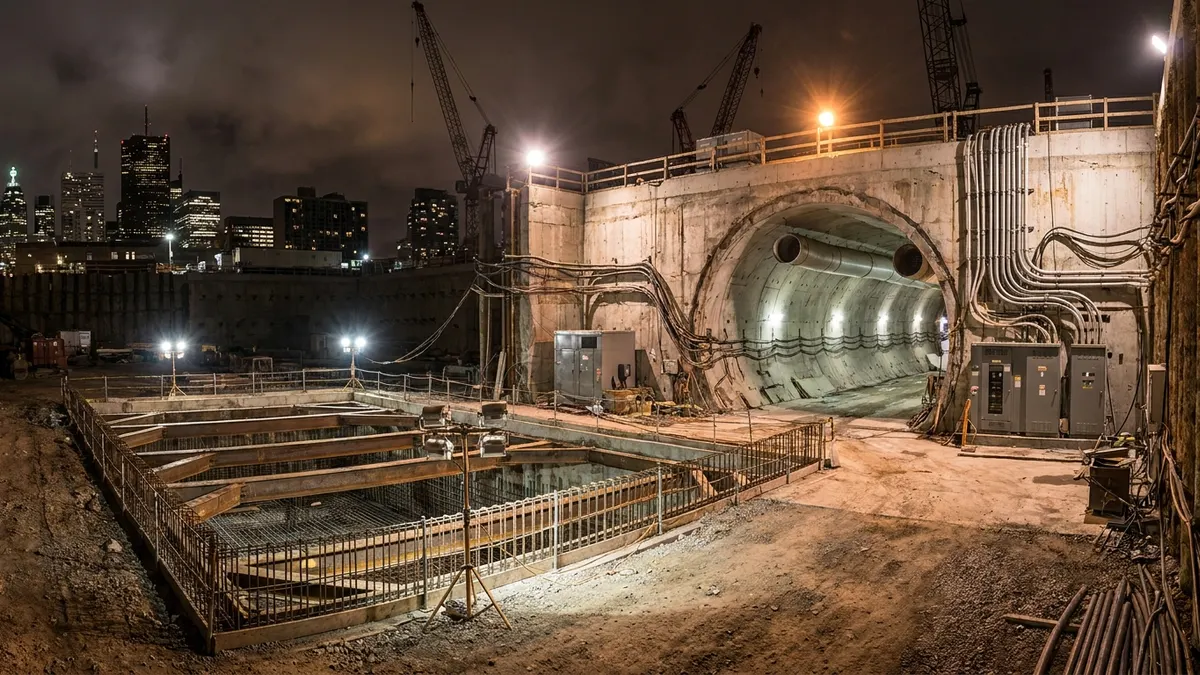 Editorial image: Night tunnel transit construction - Schneider Electric Canada Wins Electrical and Automation Package for Ontario Line South