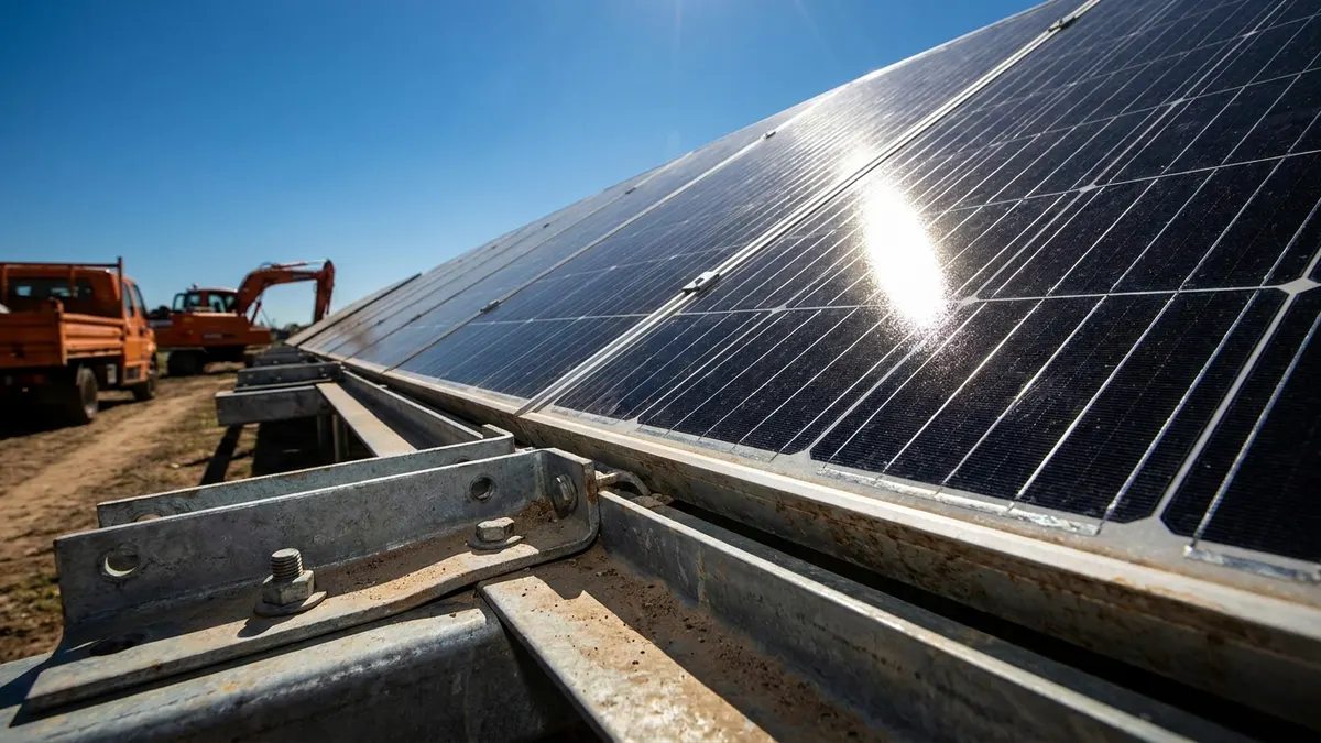 Editorial image: Solar construction stalled mid-project - Solar Power Is Cheaper Than Ever, But State-Level Pushback Is Stalling Projects