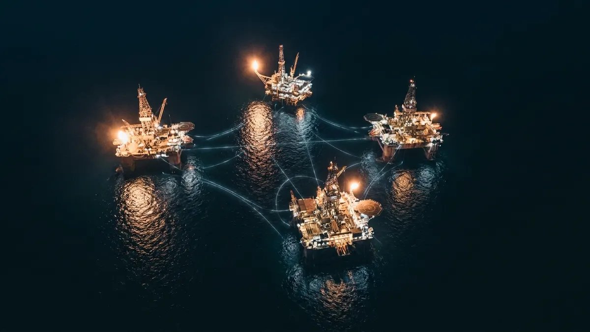 Editorial image: Deepwater fiber network at night - Tampnet Secures Deepwater Gulf Connectivity Contracts, Plans 400km Fiber Expansion