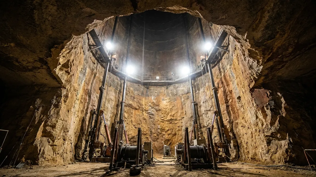 Editorial image: Record raise-bore shaft underground - Thyssen Mining Claims World Record Raise Bore at BHP's Jansen Potash Mine