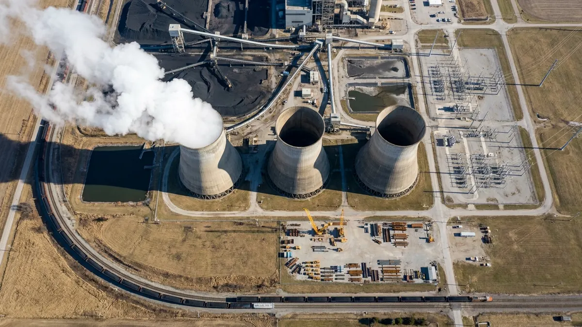 Editorial image: Coal plant revival from above - Trump Directs $850M to Restart and Upgrade Coal Plants Across 15 States