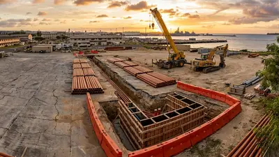 Editorial image: Underground utility trench, naval base - Tutor Perini and Black Construction Win $652M Electrical Contract at Naval Base Guam