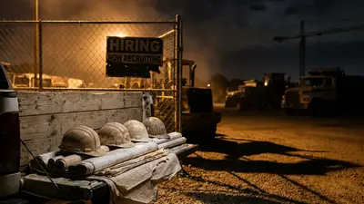 Editorial image: Empty hard hats, idle night yard - Alberta Construction Set for Decade-Long Growth Through 2035, BuildForce Finds