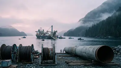 Editorial image: Subsea pipe shore pull-in staging - Allseas Wins Subsea Pipelay Contract for BC's PRGT-Ksi Lisims LNG Link