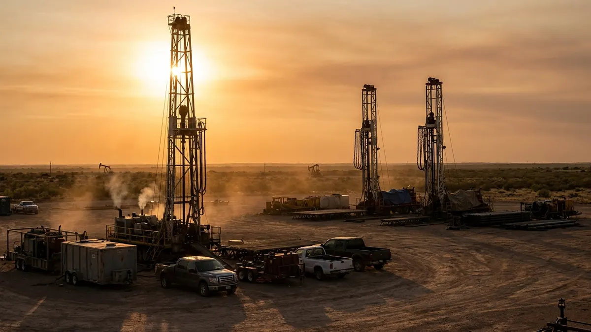 Editorial image: Idle rigs beside one active - Baker Hughes: US Rig Count Slips to 587 Despite Oil Near $100