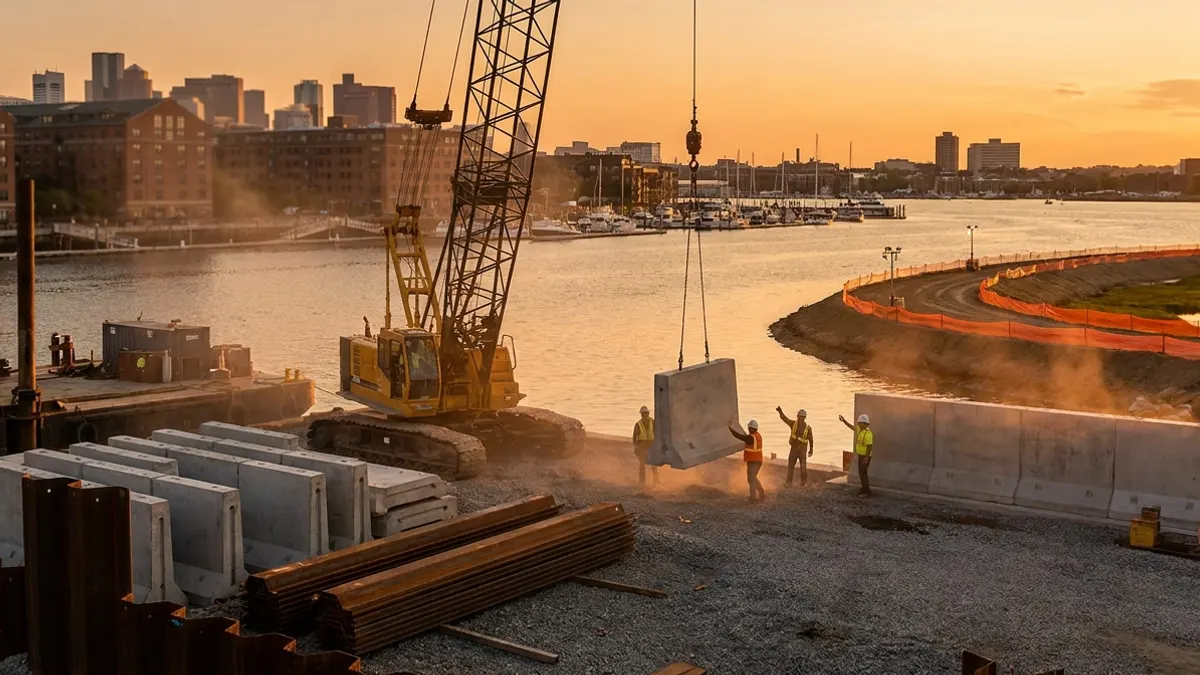 Editorial image: Boston coastal floodwall construction underway - Boston Secures 65% Federal Match for $10B Flood Defense Plan