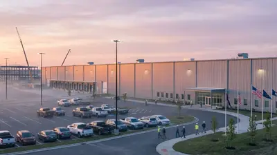 Editorial image: New Indiana solar cell plant at dawn - Canadian Solar Opens First US HJT Cell Line in Indiana