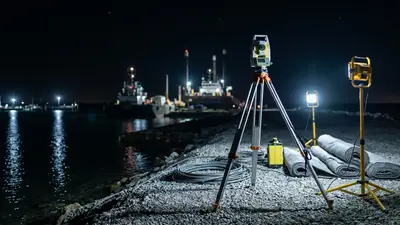 Editorial image: Nighttime marine survey equipment, port expansion - FlatironDragados Consortium Wins Marine Package for Roberts Bank Terminal 2