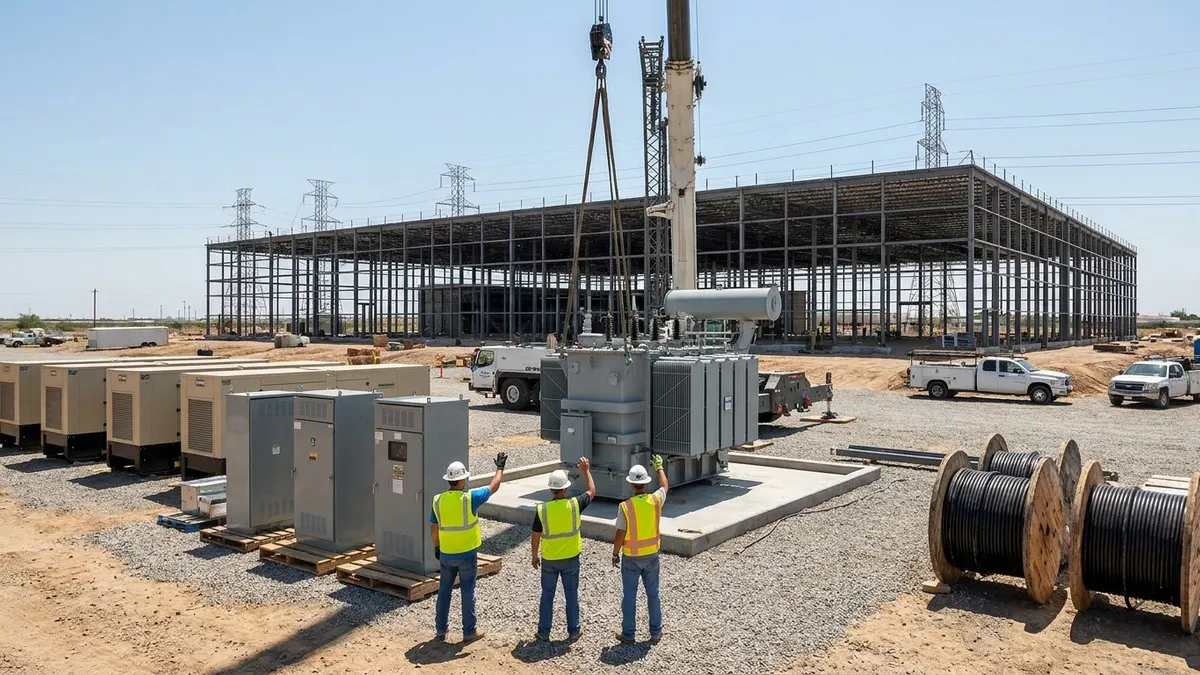 Editorial image: Interim power infrastructure construction site - Meta's Alberta Data Centre Will Run Years Before Onsite Gas Plant Online