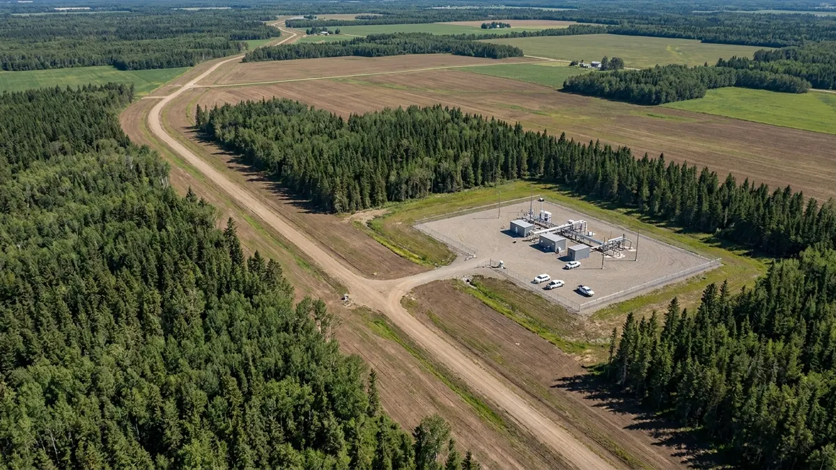 Editorial image: Completed pipeline corridor and compressor station - TC Energy Brings Two New Western Alberta Gas Transport Projects Into Service