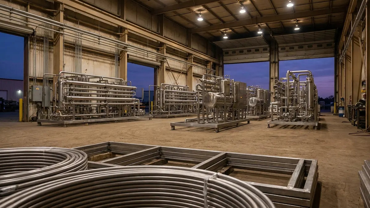 Editorial image: fabrication bay at dusk - Turner Industries Wins 2026 ENR Texas Contractor of the Year Award