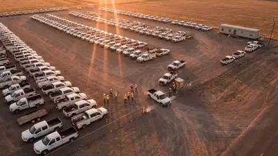 Editorial image: Aerial crew yard shift-change, thinning trucks - US, Texas Energy Services Jobs Dip in June After Three-Month Climb