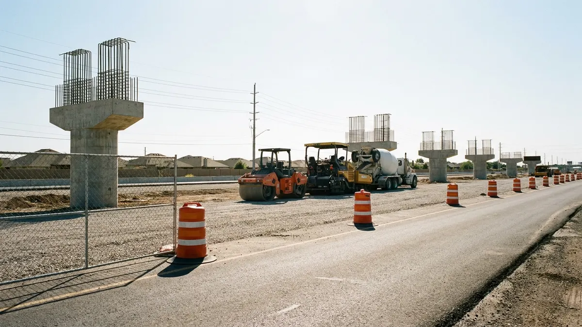 Editorial image: Stalled highway overpass construction site - AGC Presses Congress to Pass $580B Highway Bill Before Sept. 30 Cliff