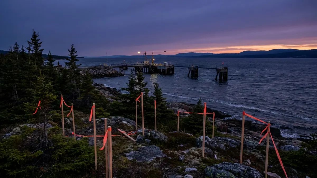 Editorial image: Undeveloped Quebec river site, dusk - Atikamekw Nation, Marinvest Pitch 15-MMtpa Quebec LNG Plant for Europe