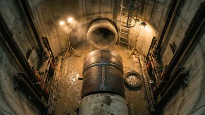 Editorial image: Steel pipe inside microtunnel shaft - Calgary Completes Stage A Microtunneling on Bearspaw Feeder Main