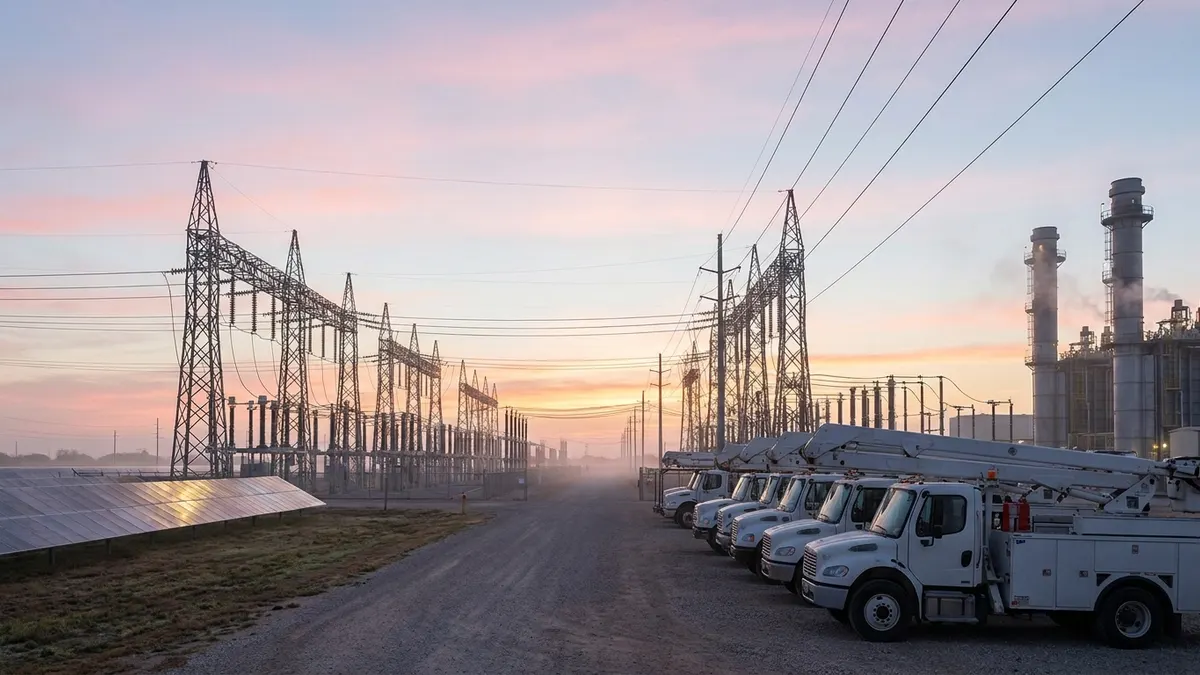 Editorial image: Substation and crews before heat peak - ERCOT Peak Load Hits Record 91.1 GW as Texas Heat Strains Grid