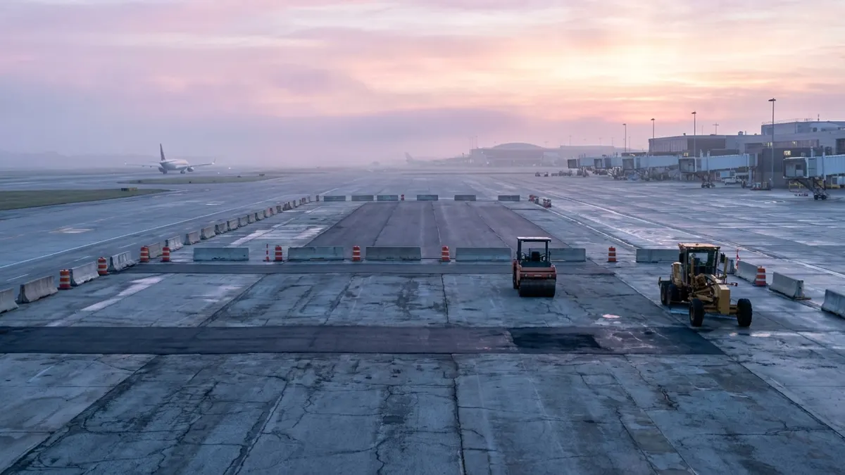 Editorial image: Airport taxiway reconstruction at dawn - FAA Awards $870M in Airport Grants Across 44 States, Two Territories