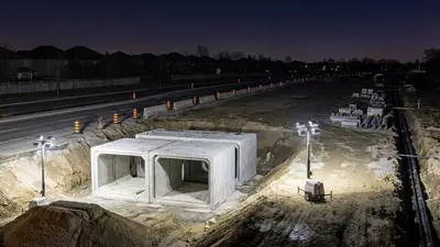 Editorial image: Night culvert excavation on road widening - Long-Delayed Bathurst Street Widening Finally Breaks Ground in York Region