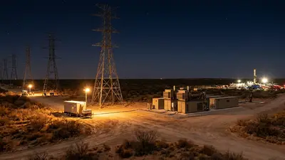 Editorial image: microgrid transmission towers powering Permian night - Permian Power Crunch Signals Boom Time for West Texas Electrical Contractors