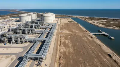 Editorial image: Aerial LNG terminal expansion land - Sempra Files Federal Permit for 27 MTPA Port Arthur LNG North Expansion