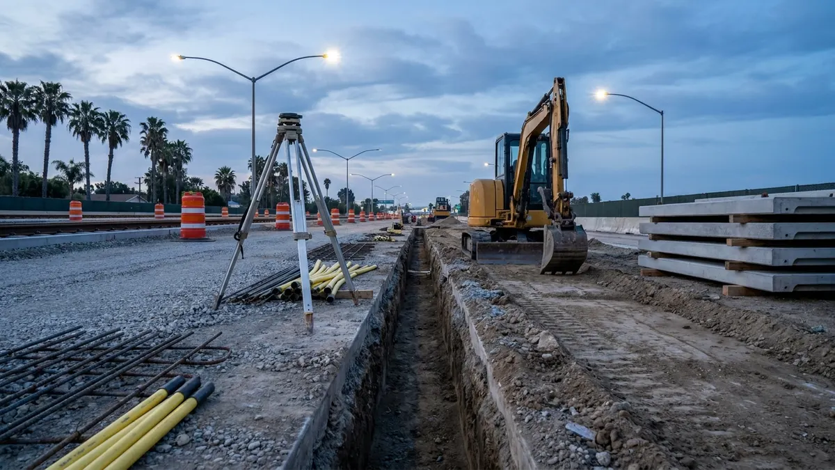 Editorial image: Utility trench, at-grade rail prep - Skanska-Stacy Witbeck JV Lands $1.9B LA Metro Light Rail Contract in Van Nuys