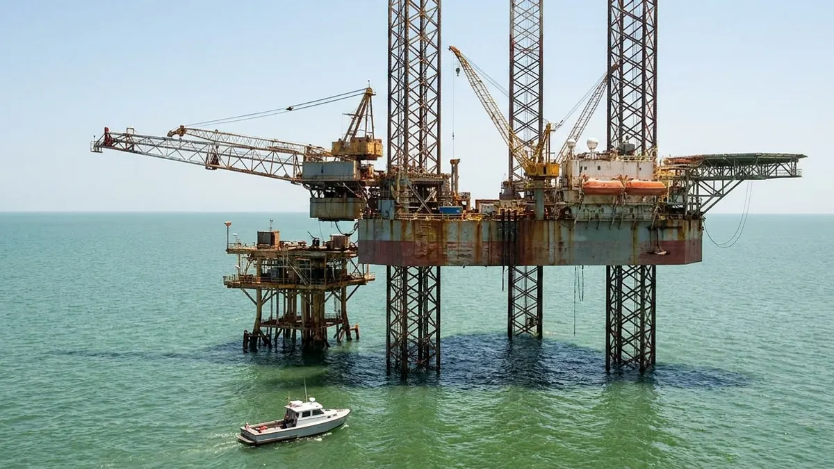 Editorial image: Jackup rig on Gulf shelf - Arena Energy Starts Multi-Well Shelf Program With Refurbished Jackup Rig