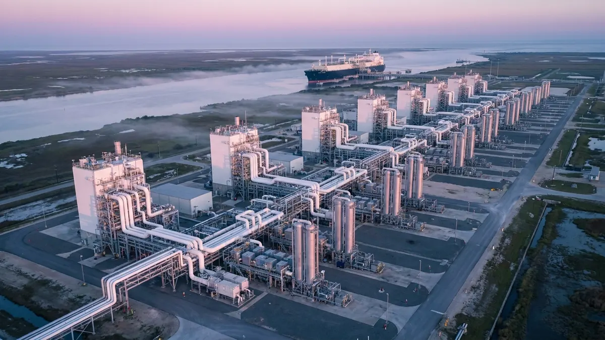 Editorial image: Dawn aerial view, LNG terminal expansion - Cheniere's Corpus Christi Expansion Makes It No. 2 US LNG Terminal