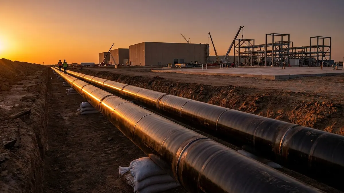 Editorial image: Gas pipeline feeding data center generation - Cipher Digital Builds Gas Pipelines to Power Data Center Expansion