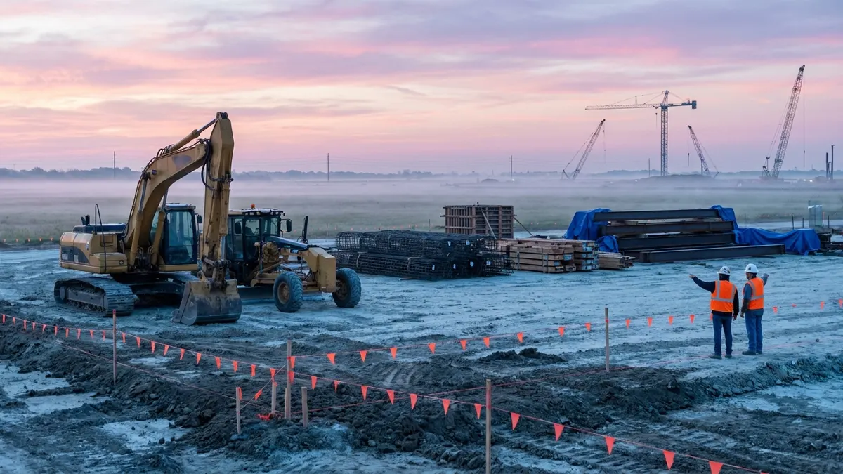 Editorial image: Groundbreaking at dawn, pharma megaproject - Eli Lilly Breaks Ground on $6.5B Houston Pharma Plant