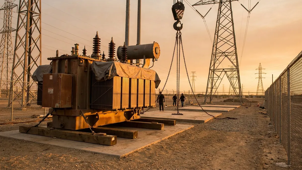 Editorial image: Substation transformer delivery bottleneck scene - H&MV CEO Warns High-Voltage Labor Shortage Could Slow Data Center Builds