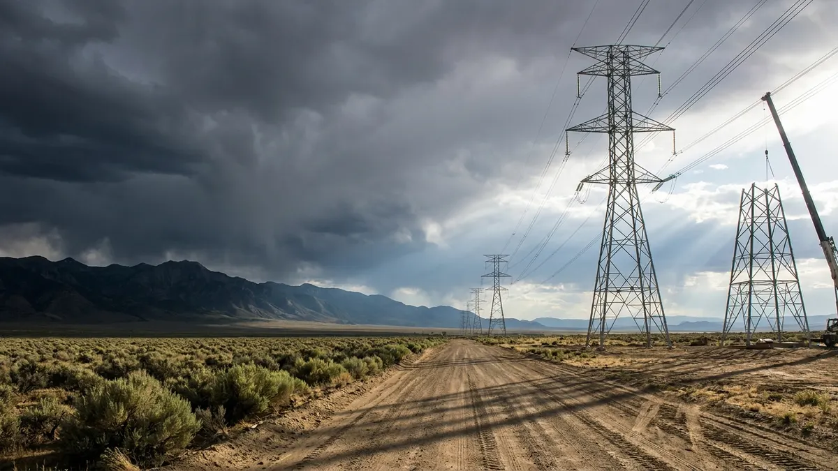 Editorial image: transmission towers crossing remote high desert - LS Power Breaks Ground on $1B Idaho-Nevada Transmission Line After Decades of Delay