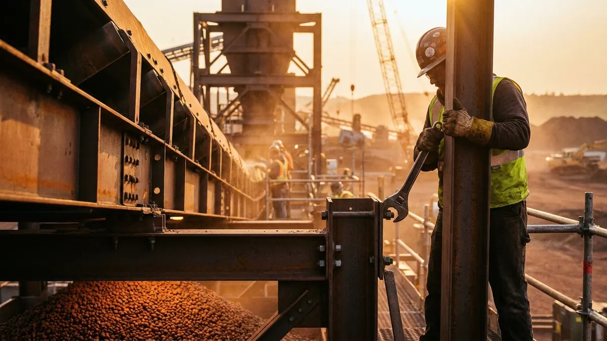 Editorial image: Iron mine steel construction close-up - Mesabi Metallics' $15B Iowa Mill and $3B Minnesota Mine Signal Years of Subcontract Work