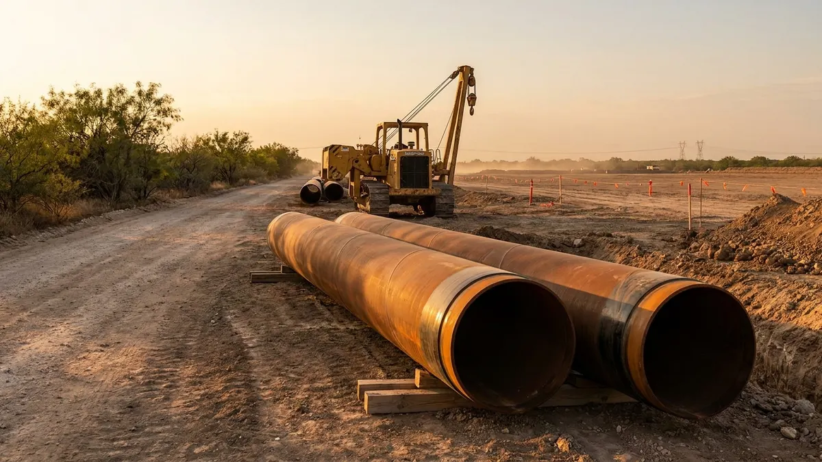 Editorial image: Pipeline right-of-way for power campus - Project Star: $22B Gas Power Campus Planned in Encinal, Texas