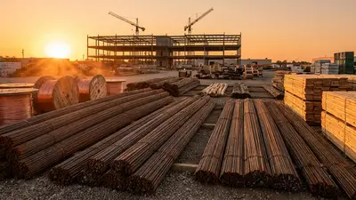 Editorial image: Stacked steel, copper, lumber supply yard - Steel, Copper, Lumber Price Spikes Squeeze Construction Margins