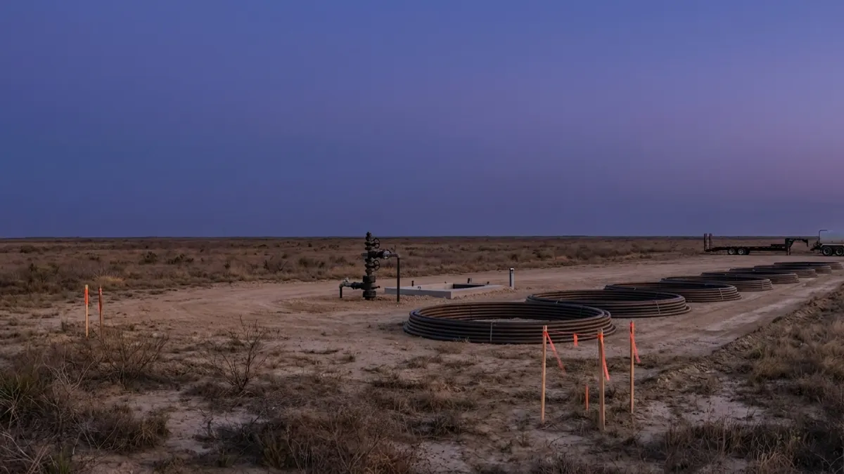 Editorial image: CCS pipeline corridor construction at dusk - Texas Railroad Commission Approves ExxonMobil's Rose CCS Project