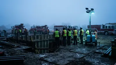 Editorial image: industry general - Fourth Trench Collapse in Two Months Hits Southeast Michigan, Worker Rescued