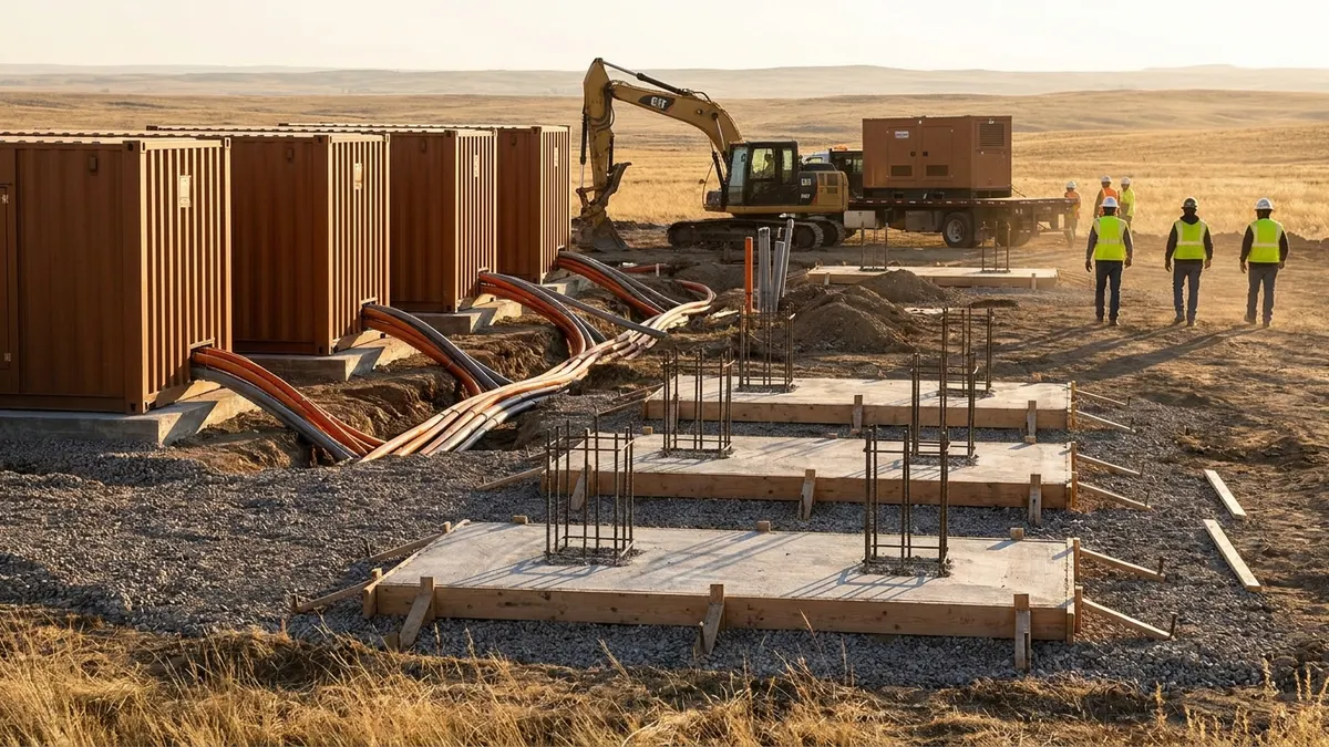 Editorial image: Modular power units pad construction - AEP Plans $4B Wyoming Fuel Cell Build, 1.6 GW Mainspring Buy