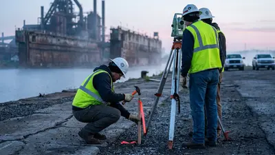 Editorial image: Survey crew at brownfield shipyard - Anduril's $3.7B Baltimore County Shipyard: No Bid Stage Yet