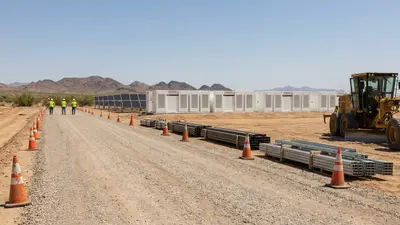 Editorial image: Solar BESS site access road - Arizona's Project Sterling Starts Building 509-MW Solar, 1.4-GWh BESS