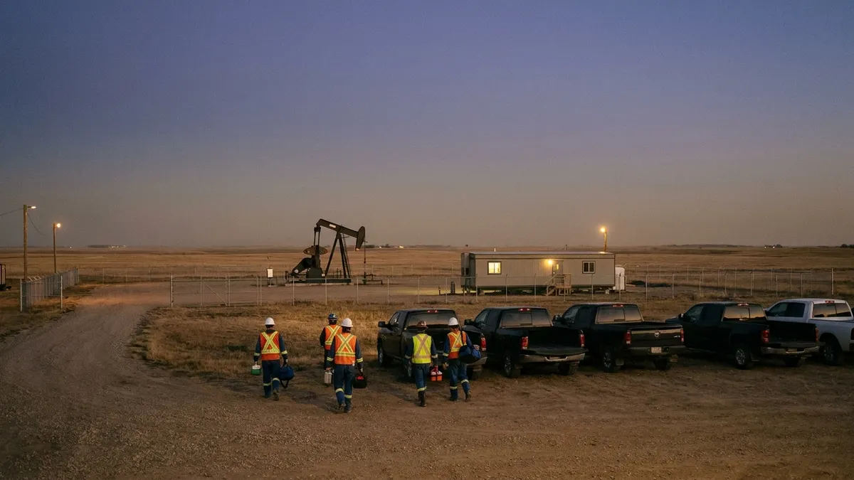 Editorial image: Crew departing at shift change - ConocoPhillips Cuts Canada Staff and Contractors Effective Tuesday