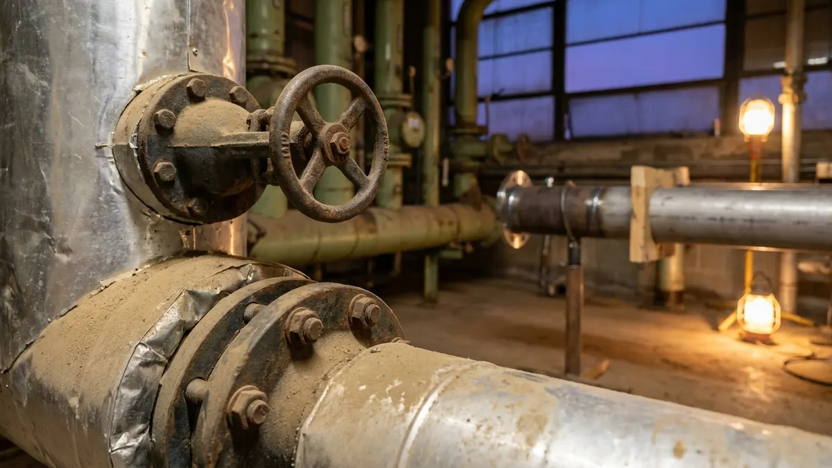 Editorial image: Utility plant pipe tie-in close-up - JE Dunn Lands $480M MSP Airport Central Plant Replacement