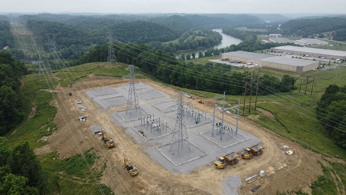 Editorial image: Substation site with transmission corridor - Kentucky Power Eyes February 2027 Start for Muskie 765-kV Substation