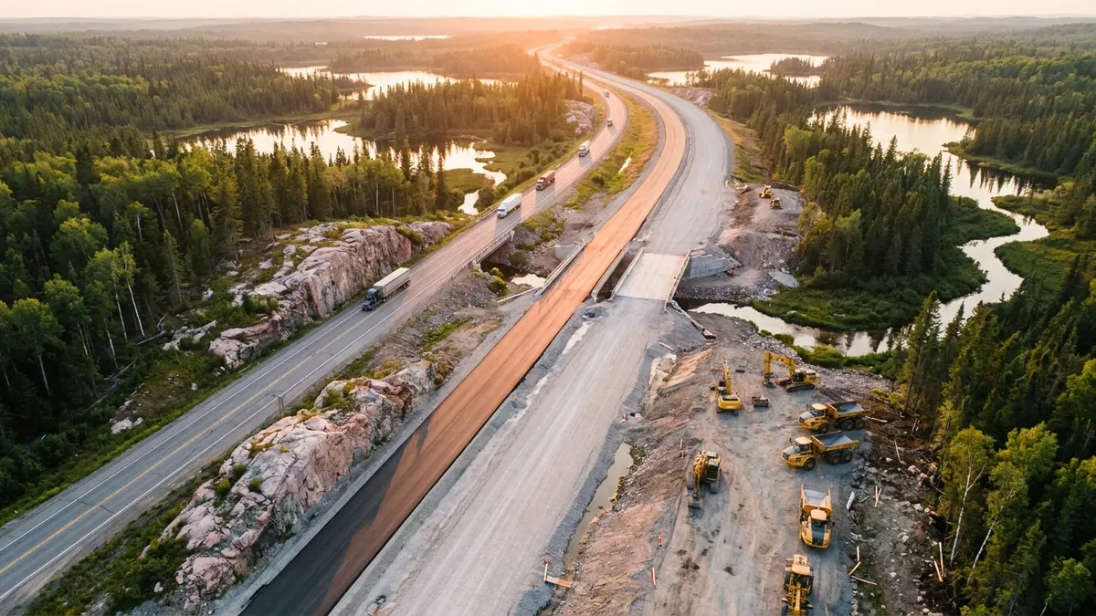 Editorial image: Highway 69 widening corridor aerial - Ontario Bill Would Speed Highway 69 Widening by Up to 5 Years