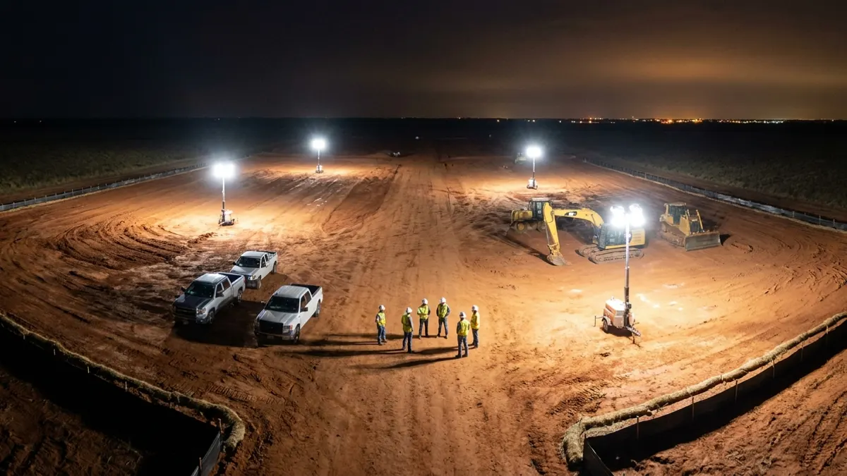 Editorial image: Idle crew at halted data center site - TCEQ Suspends Data Center Stormwater Permits and Takes Its Filing Portal Offline