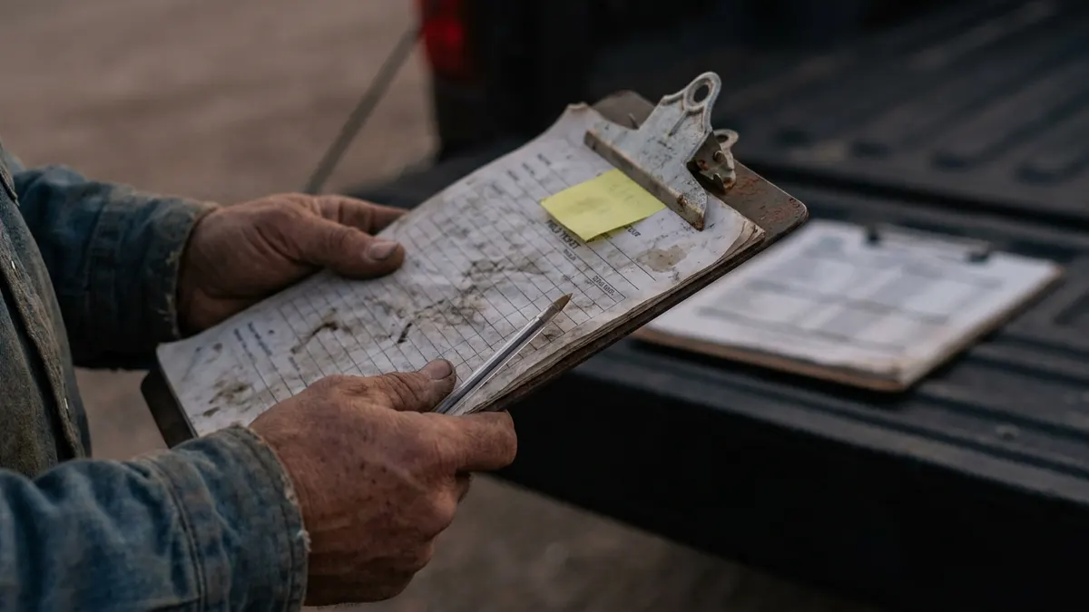 Editorial image: Hands reviewing field ticket - How to Reduce Field Ticket Rejections: A Subcontractor's Complete Guide